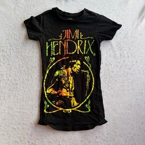 Authentic Hendrix T Shirt Womens XS Black Graphic Print Short Sleeve Crew Neck